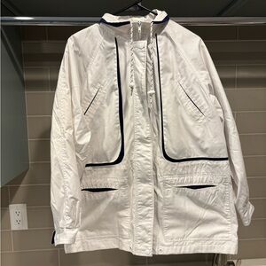 Vintage 90s Rafael White Fullzip Overcoat Jacket Windbreaker Size M